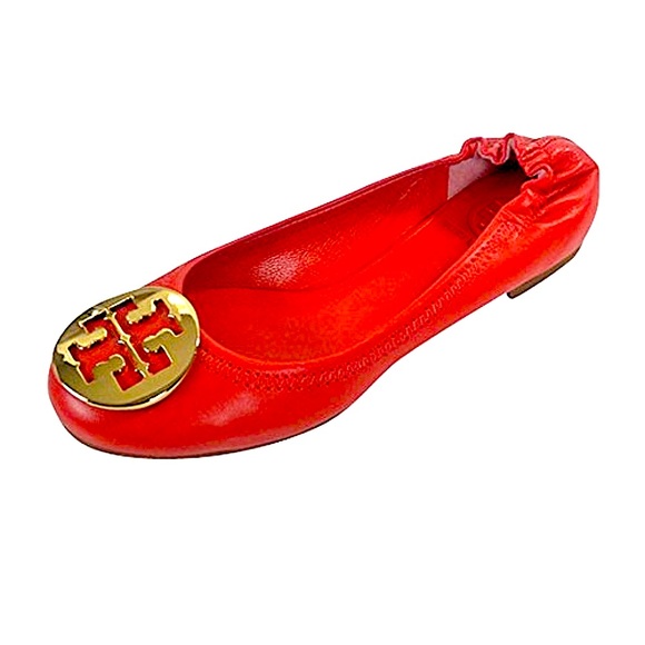 Tory Burch Lobster Red/Gold-626 Reva-Mestico Flat Ballet 12138006, Size 5.5 - Picture 8 of 16